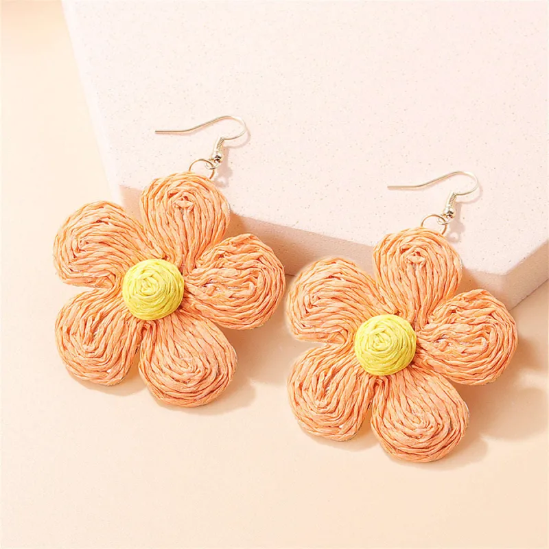 Orange & Yellow Floral Raffia Drop Earrings made by Zulily
