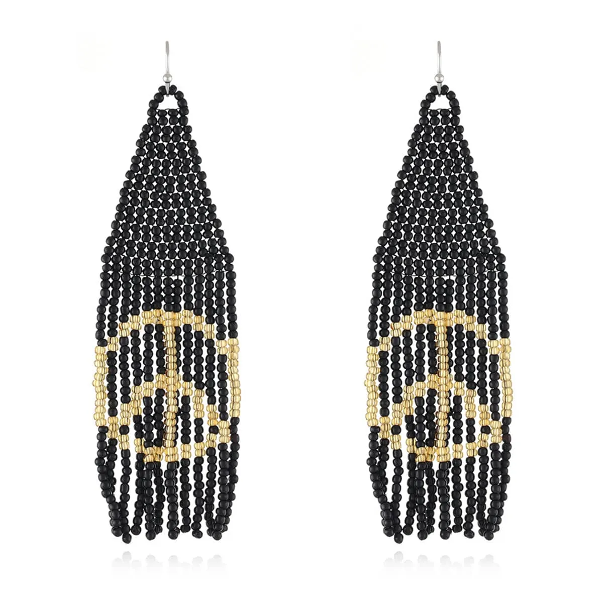 Black & Champagne Peace Sign Beaded Drop Earrings sold by Zulily