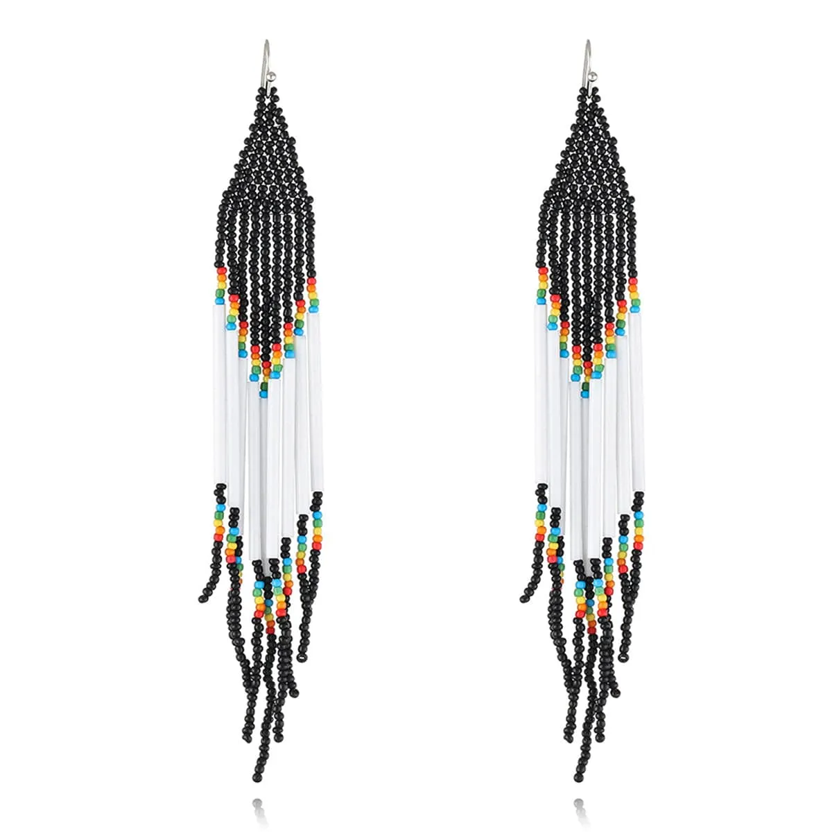 Black & White Tassel Beaded Drop Earrings sold by Zulily