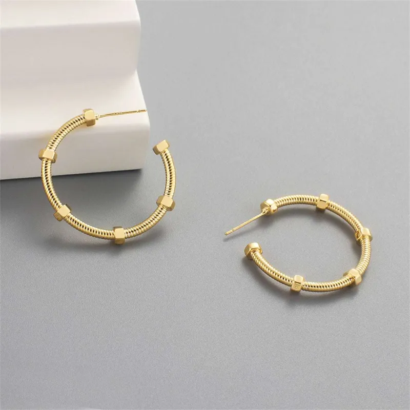 Goldtone Screw Hoop Earrings made by Zulily