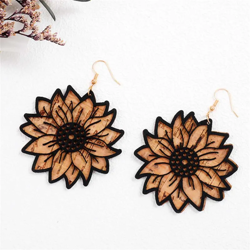 Black Acrylic & Polystyrene Goldtone Lotus Drop Earrings made by Zulily