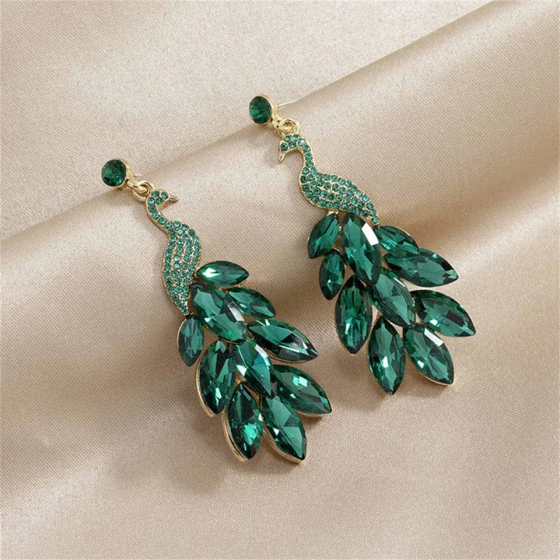 Green Crystal & Cubic Zirconia Peacock Drop Earrings made by Zulily