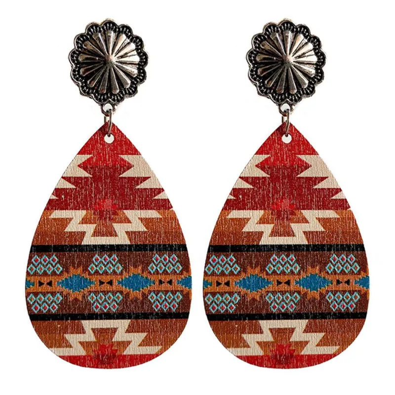 Red & Brown Wood Geometric Teardrop Earrings made by Zulily