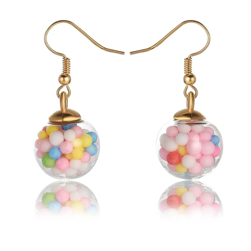 Pink Multicolor Resin & Goldtone Ball Drop Earrings made by Zulily