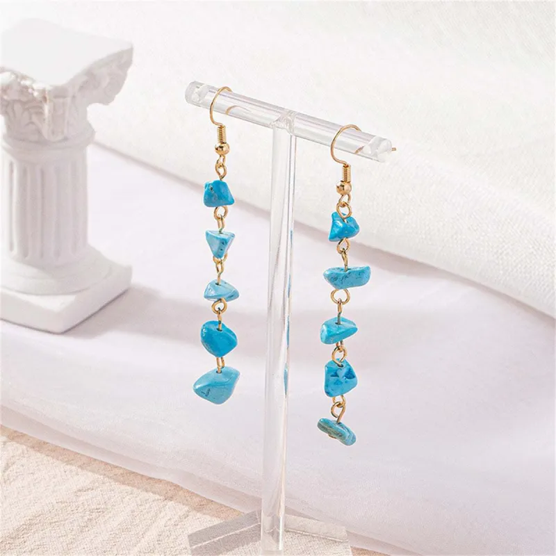 Peacock Blue Turquoise & Goldtone Drop Earrings made by Zulily