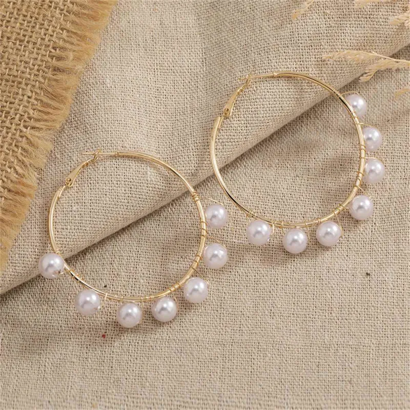 Pearl & Goldtone Beaded Hoop Earrings made by Zulily