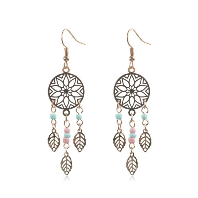 Howlite & Goldtone Openwork Lotus Leaf Drop Earrings made by Zulily