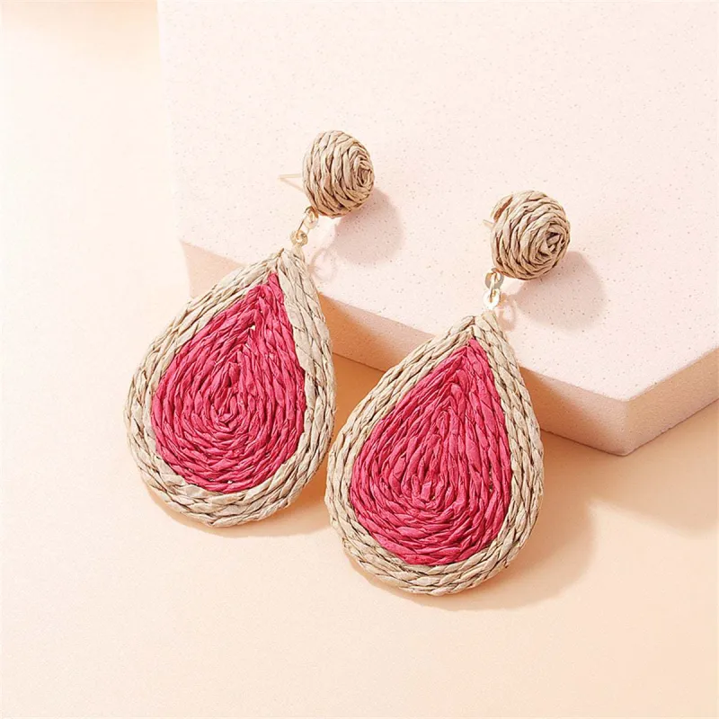 Red & Beige Raffia Teardrop Earrings made by Zulily