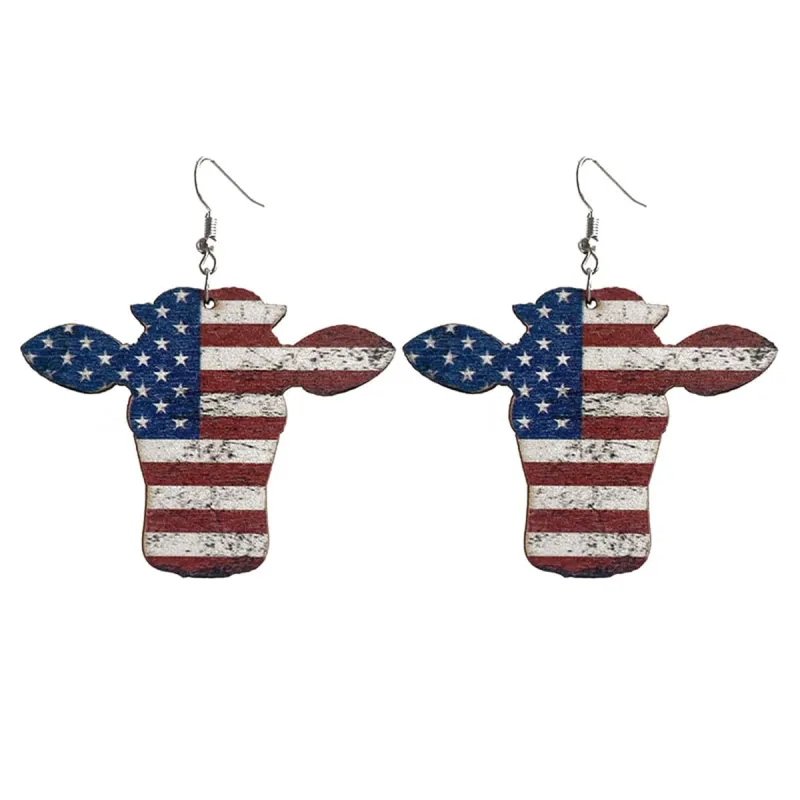 Red & Blue Stars & Stripes Cow Drop Earrings made by Zulily