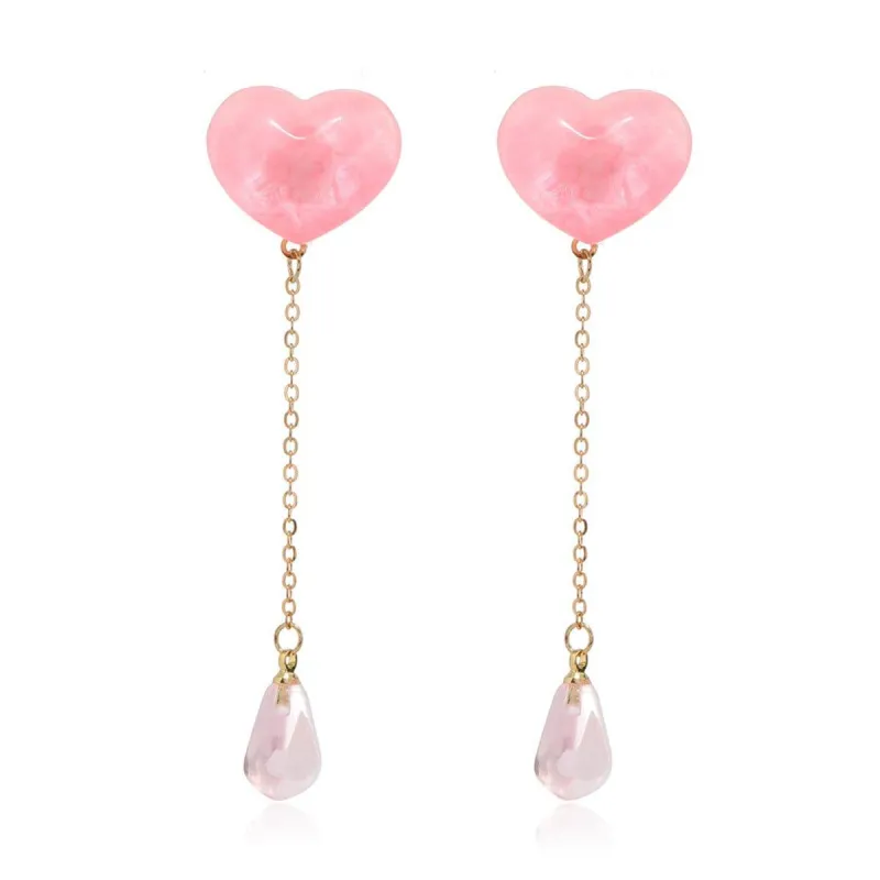 Pink Resin & Crystal Goldtone Heart Drop Earrings made by Zulily