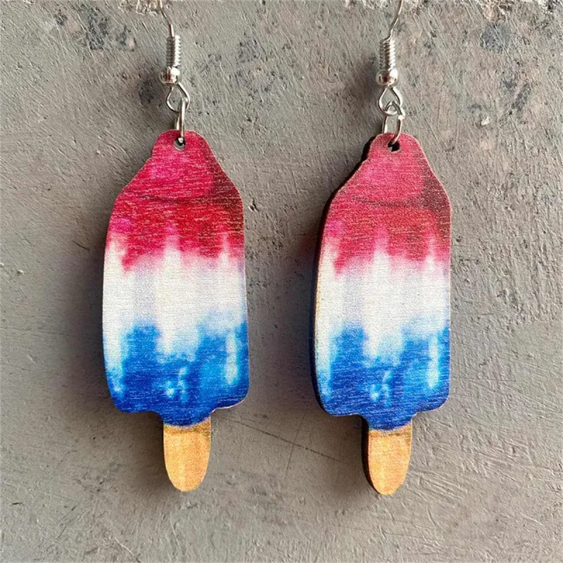 Red Multicolor Wood & Silvertone Americana Stick Drop Earrings made by Zulily