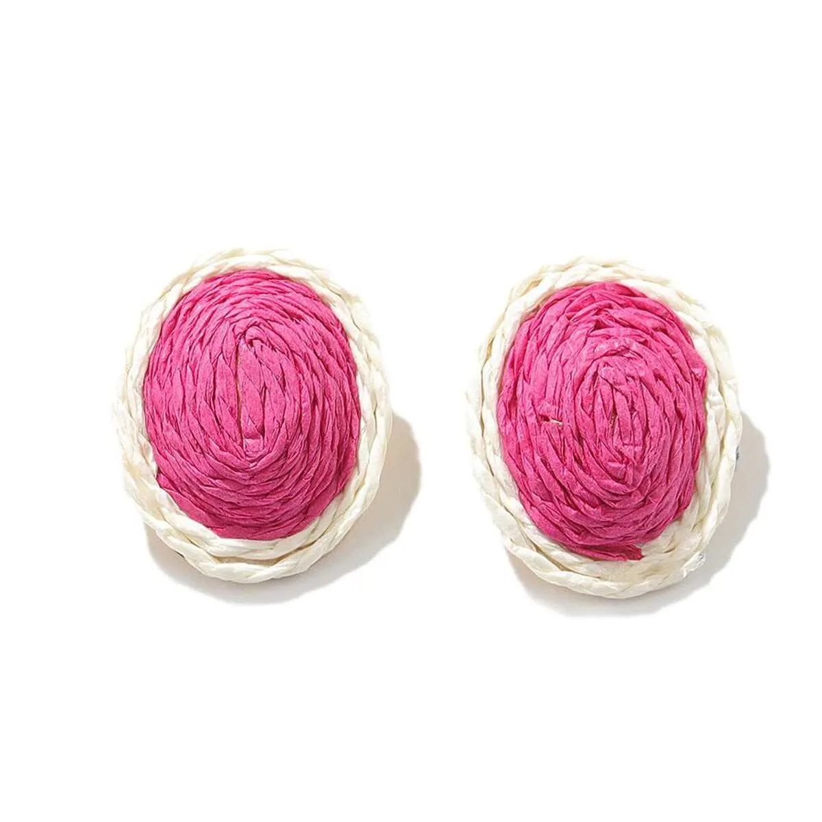 Rose & White Raffia Oval Stud Earrings sold by Zulily product image thumbnail 2