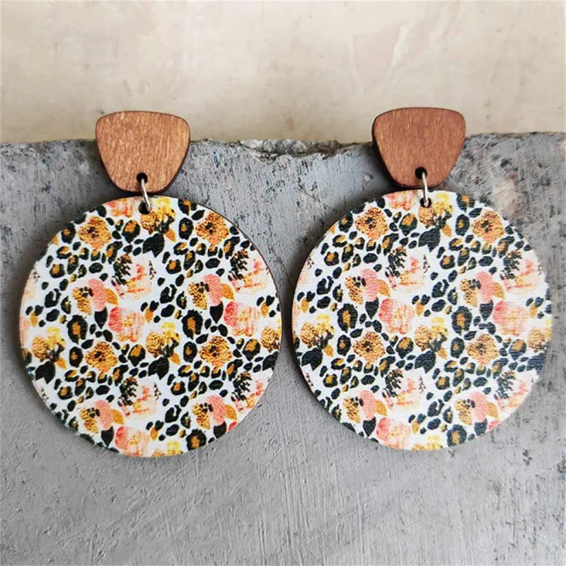 Yellow Wood & Silvertone Floral Round Drop Earrings made by Zulily