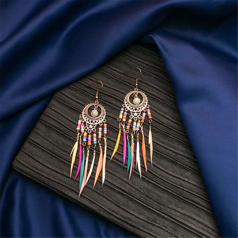 Howlite & Goldtone Feather-Accent Drop Earrings made by Zulily