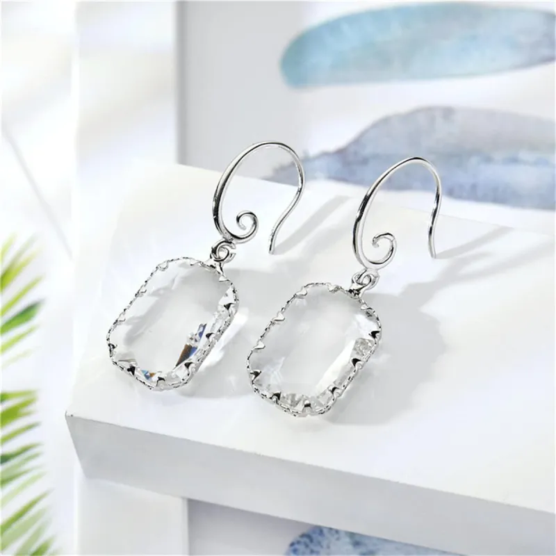 Crystal & Silvertone Rectangle Drop Earrings made by Zulily