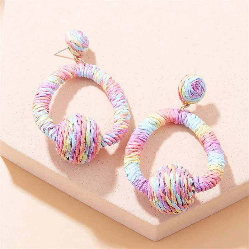 Pastel-tone Raffia Oval Drop Earrings made by Zulily