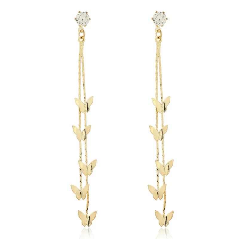 Cubic Zirconia & Goldtone Butterfly Double-Strand Drop Earrings made by Zulily