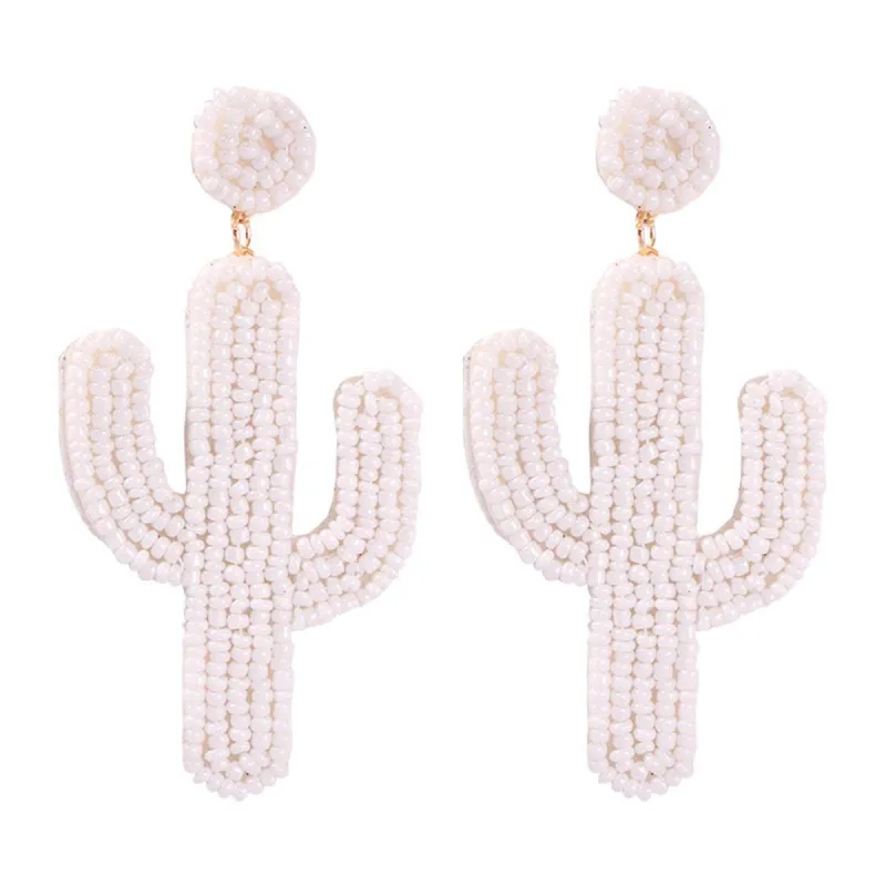White Howlite Beaded Cactus Drop Earrings made by Zulily