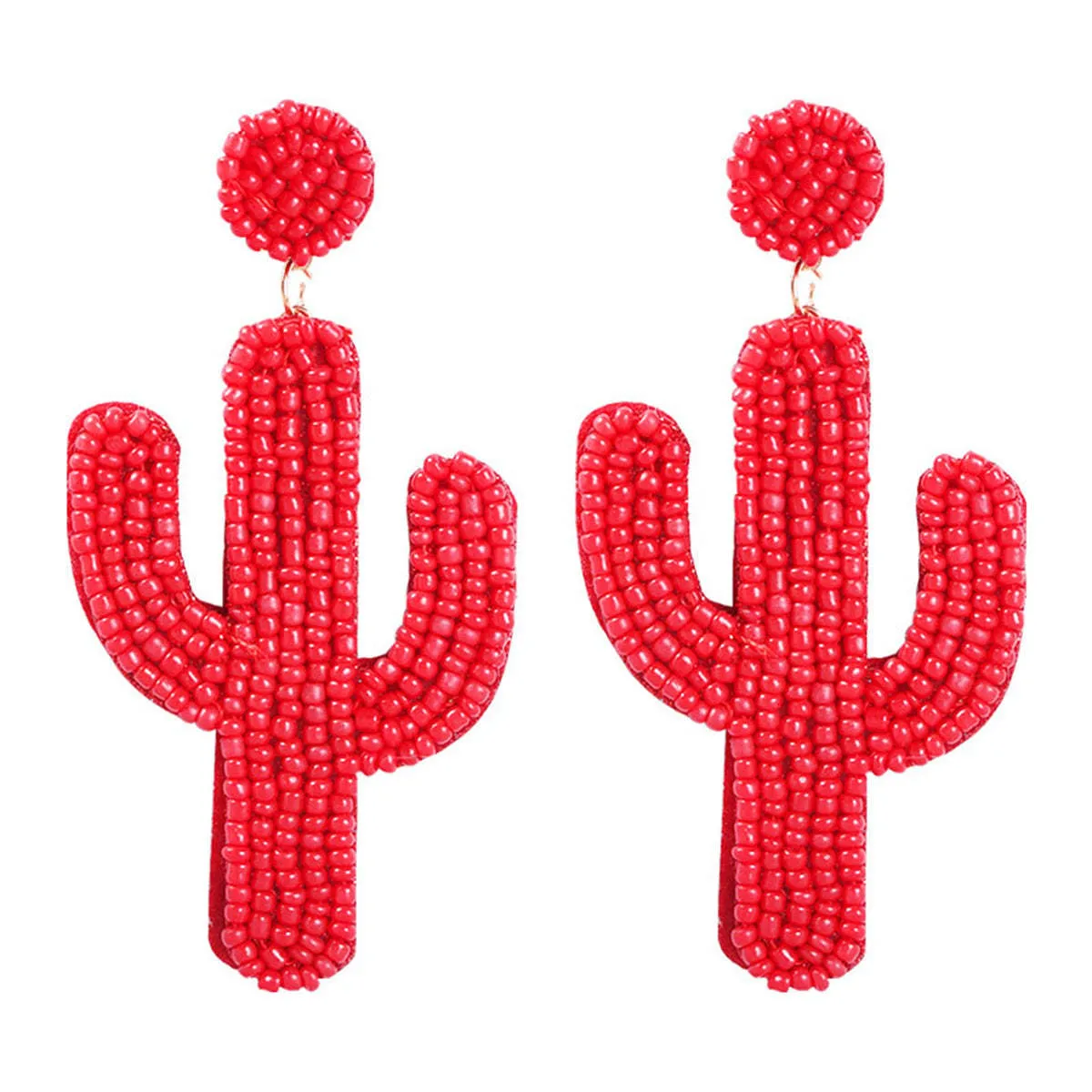 Red Howlite & Goldtone Cactus Drop Earrings sold by Zulily product image thumbnail 3