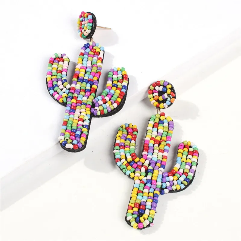 Colored Howlite & Goldtone Cactus Drop Earrings made by Zulily
