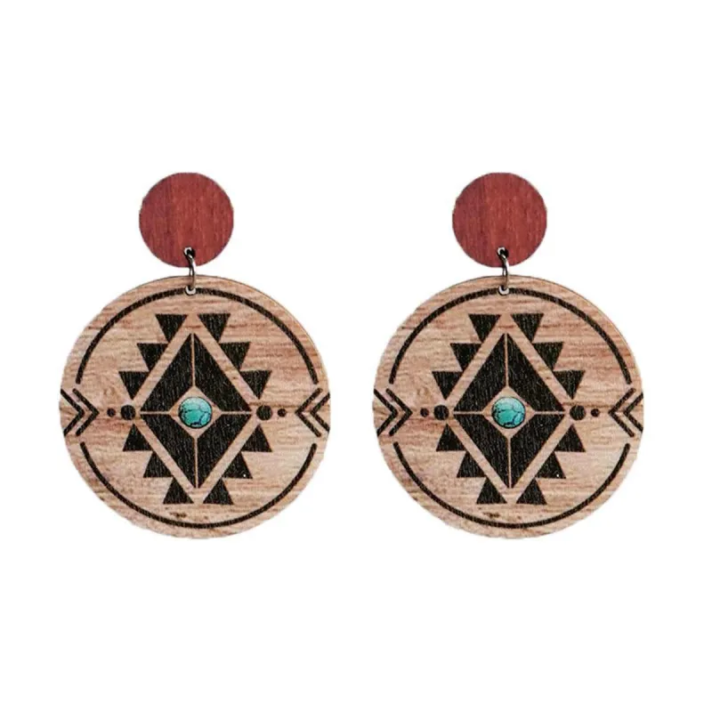 Wood Geometric Circled Drop Earrings made by Zulily