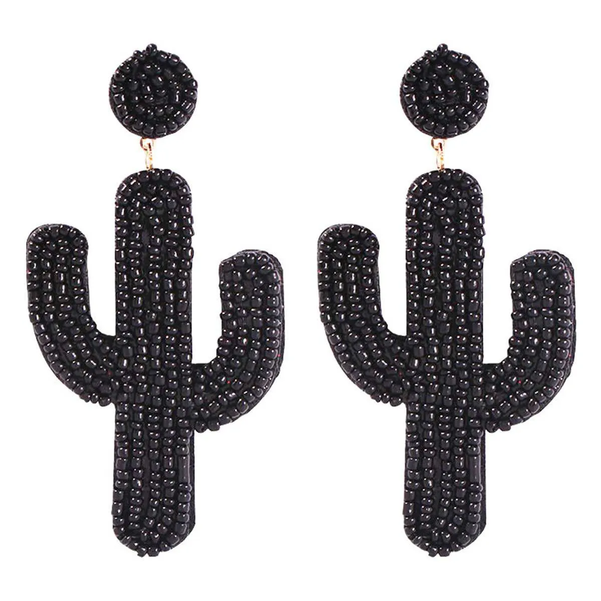 Black Howlite Beaded Cactus Drop Earrings sold by Zulily product image thumbnail 3