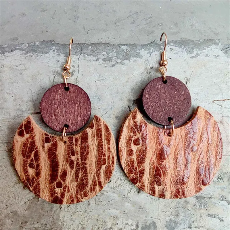 Brown Wood & Goldtone Round Drop Earrings made by Zulily