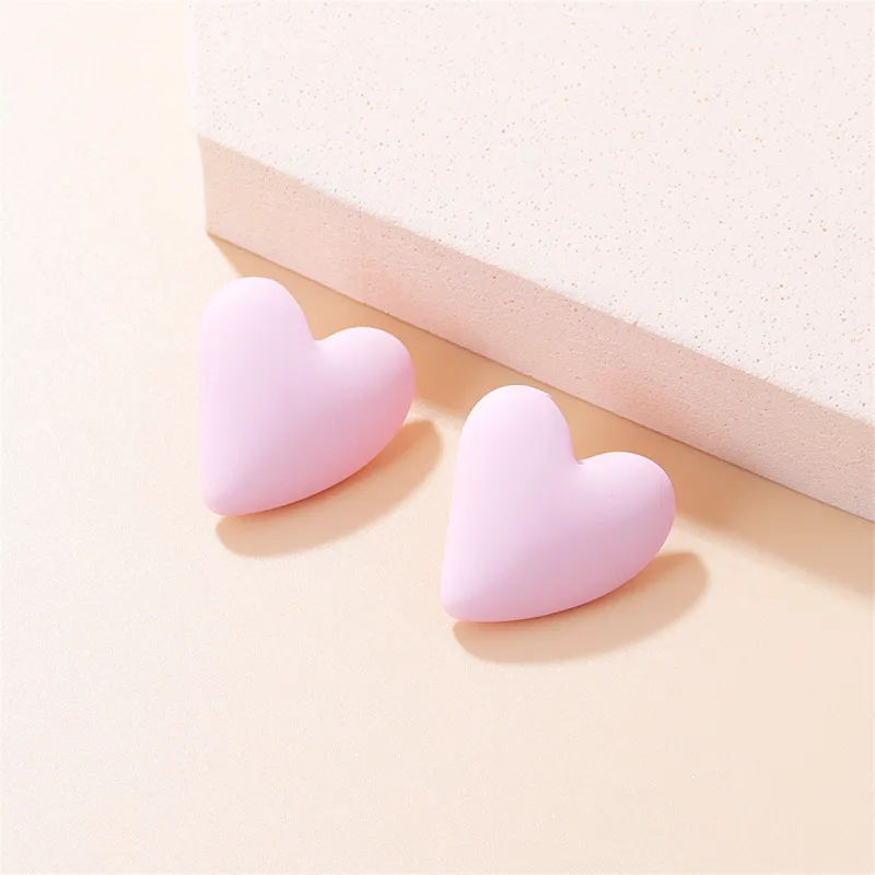 Light Pink Acrylic & Silvertone Heart Stud Earrings made by Zulily