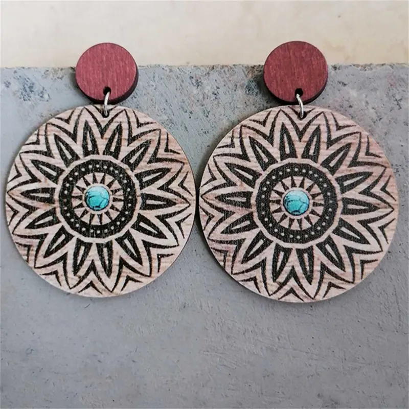 Wood & Silvertone Lotus Round Drop Earrings made by Zulily