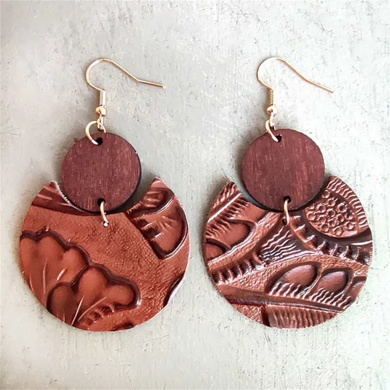 Red & Brown Floral Embossed Round Drop Earrings made by Zulily