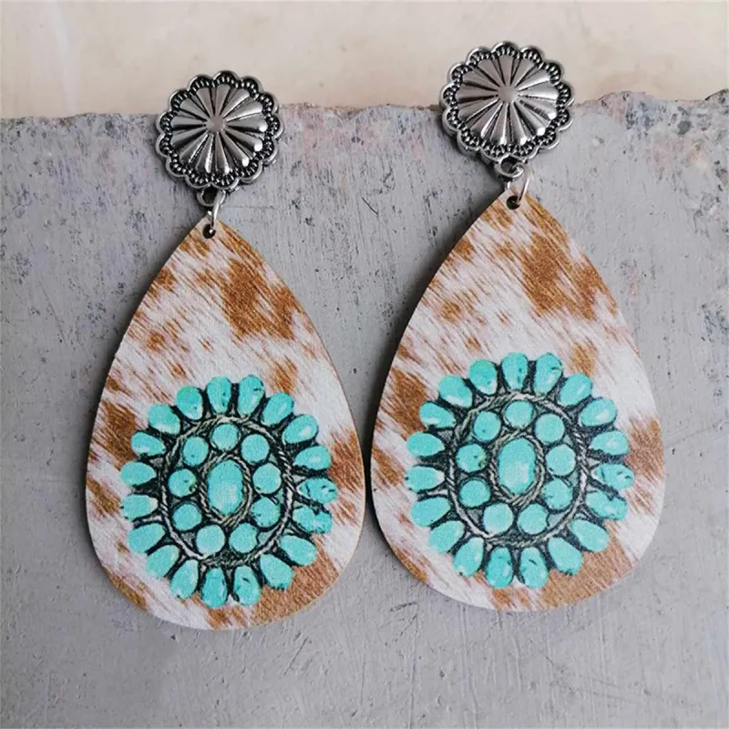 Green Wood & Silvertone Drop Earrings made by Zulily