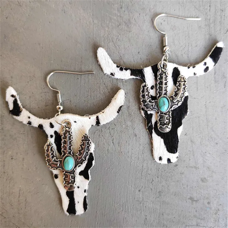 White Polystyrene & Turquoise Cattle Cactus Drop Earrings made by Zulily