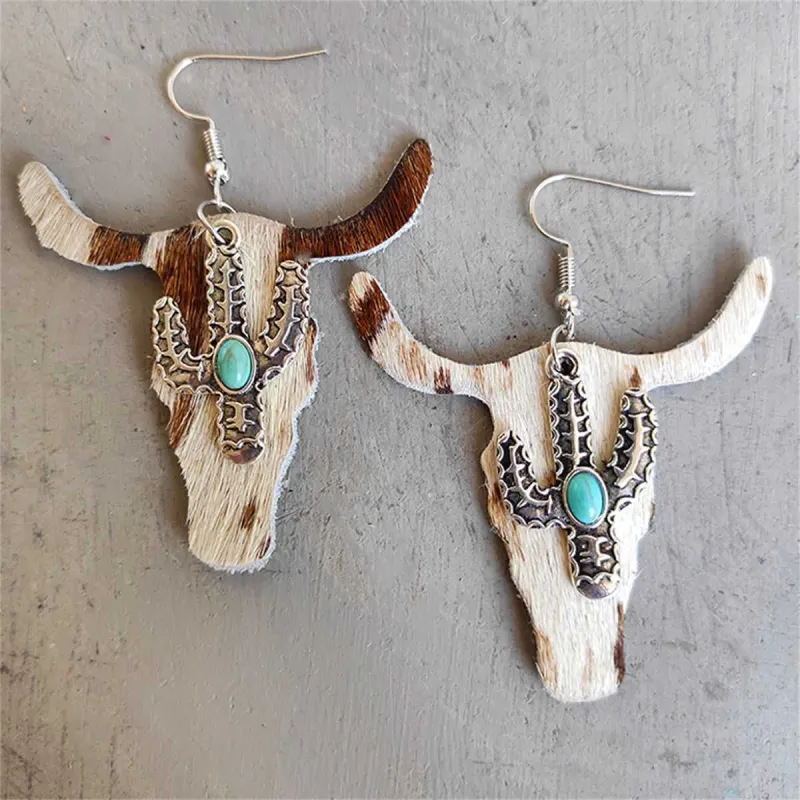 Cream Polystyrene & Turquoise Cattle Cactus Drop Earrings made by Zulily