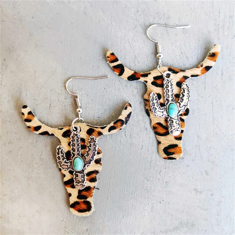 Beige Polystyrene & Turquoise Cattle Cactus Drop Earrings made by Zulily