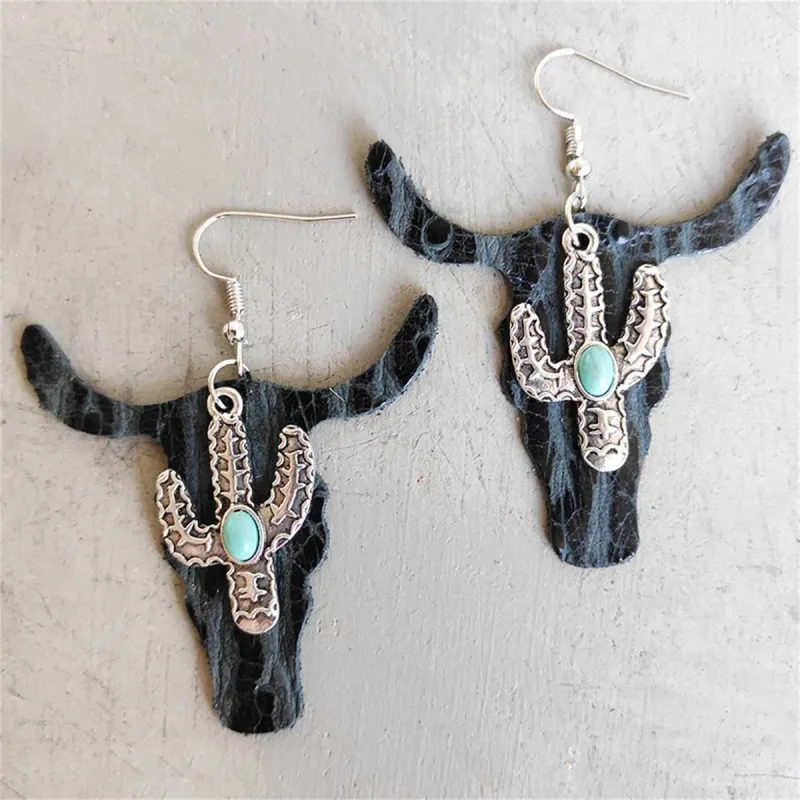 Teal Polystyrene & Turquoise Cattle Cactus Drop Earrings made by Zulily