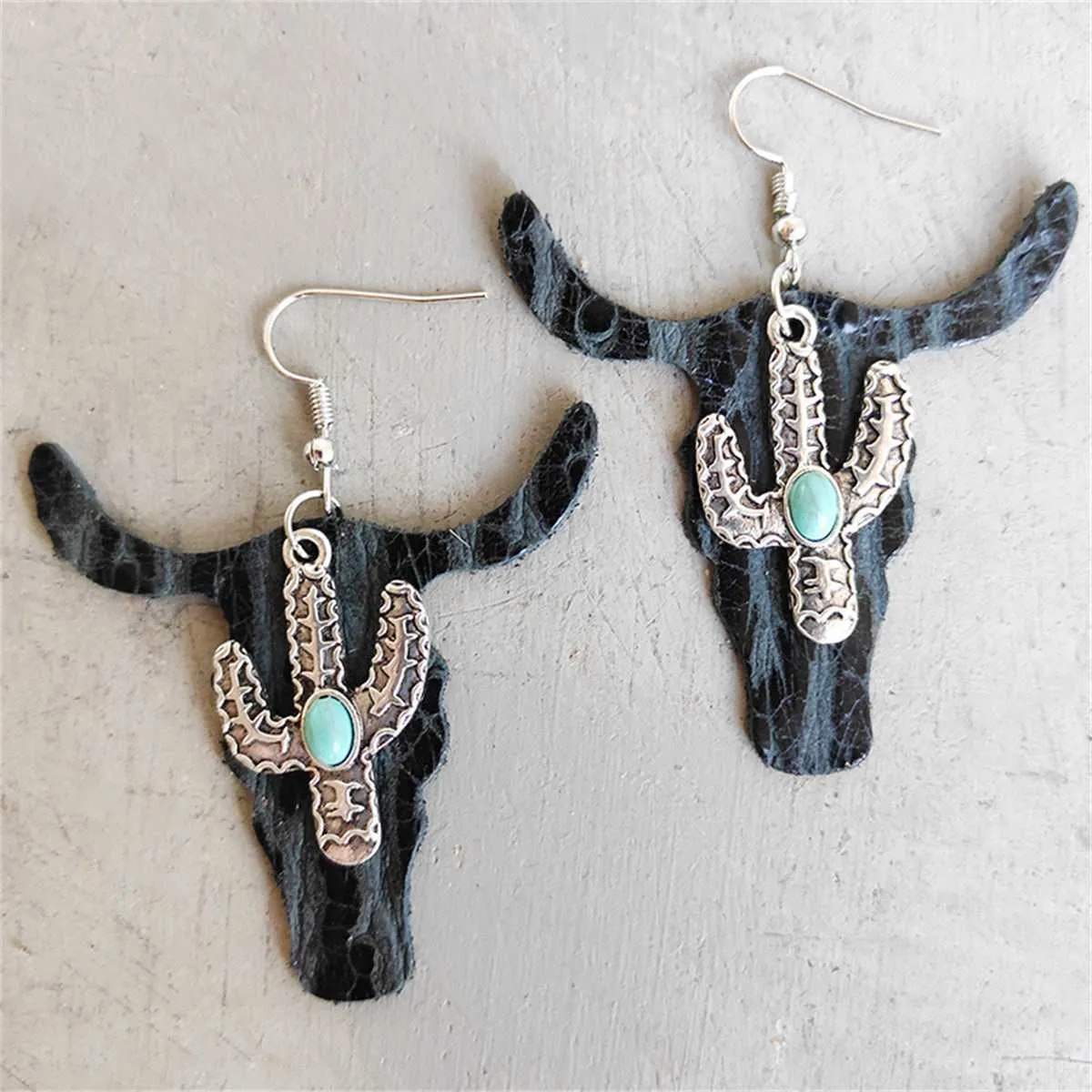 Teal Polystyrene & Turquoise Cattle Cactus Drop Earrings sold by Zulily