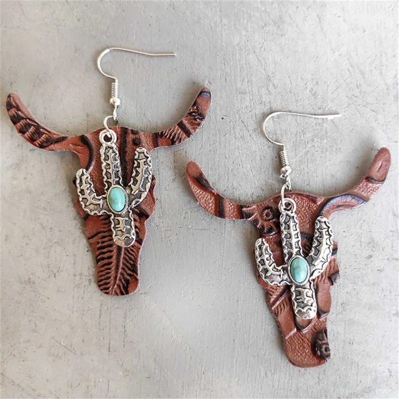 Red Polystyrene & Turquoise Cattle Cactus Drop Earrings made by Zulily