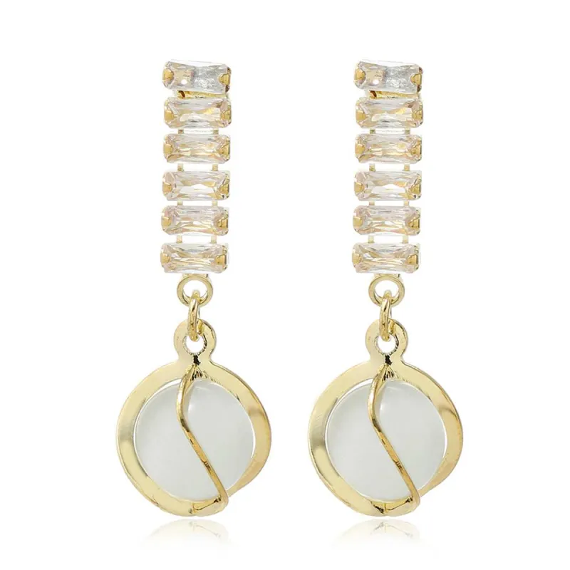Crystal & Cats Eye Goldtone Lantern Drop Earrings made by Zulily