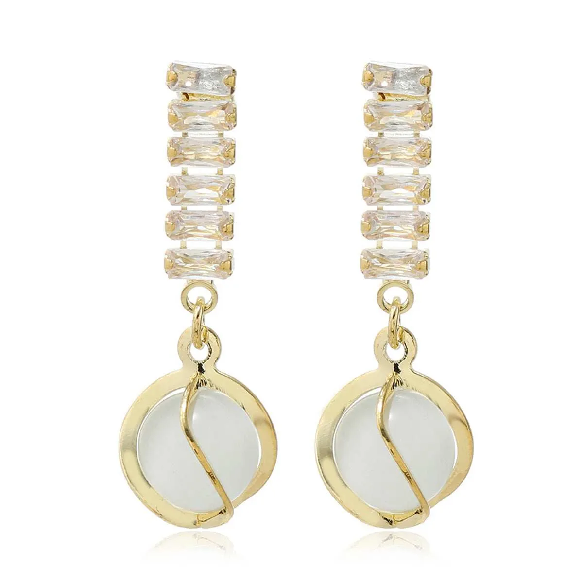 Crystal & Cats Eye Goldtone Lantern Drop Earrings sold by Zulily