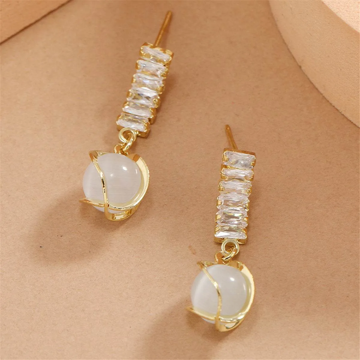 Crystal & Cats Eye Goldtone Lantern Drop Earrings sold by Zulily product image thumbnail 2