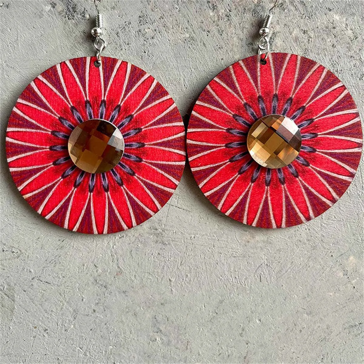 Crystal & Red Flower Round Drop Earrings sold by Zulily product image thumbnail 2