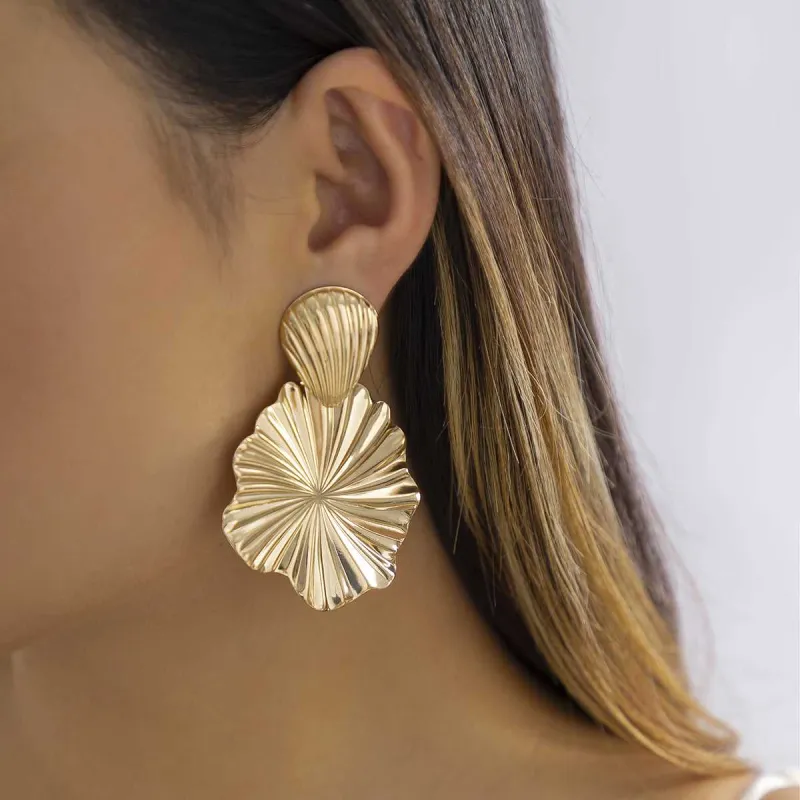 Goldtone Lotus Leaves Drop Earrings made by Zulily