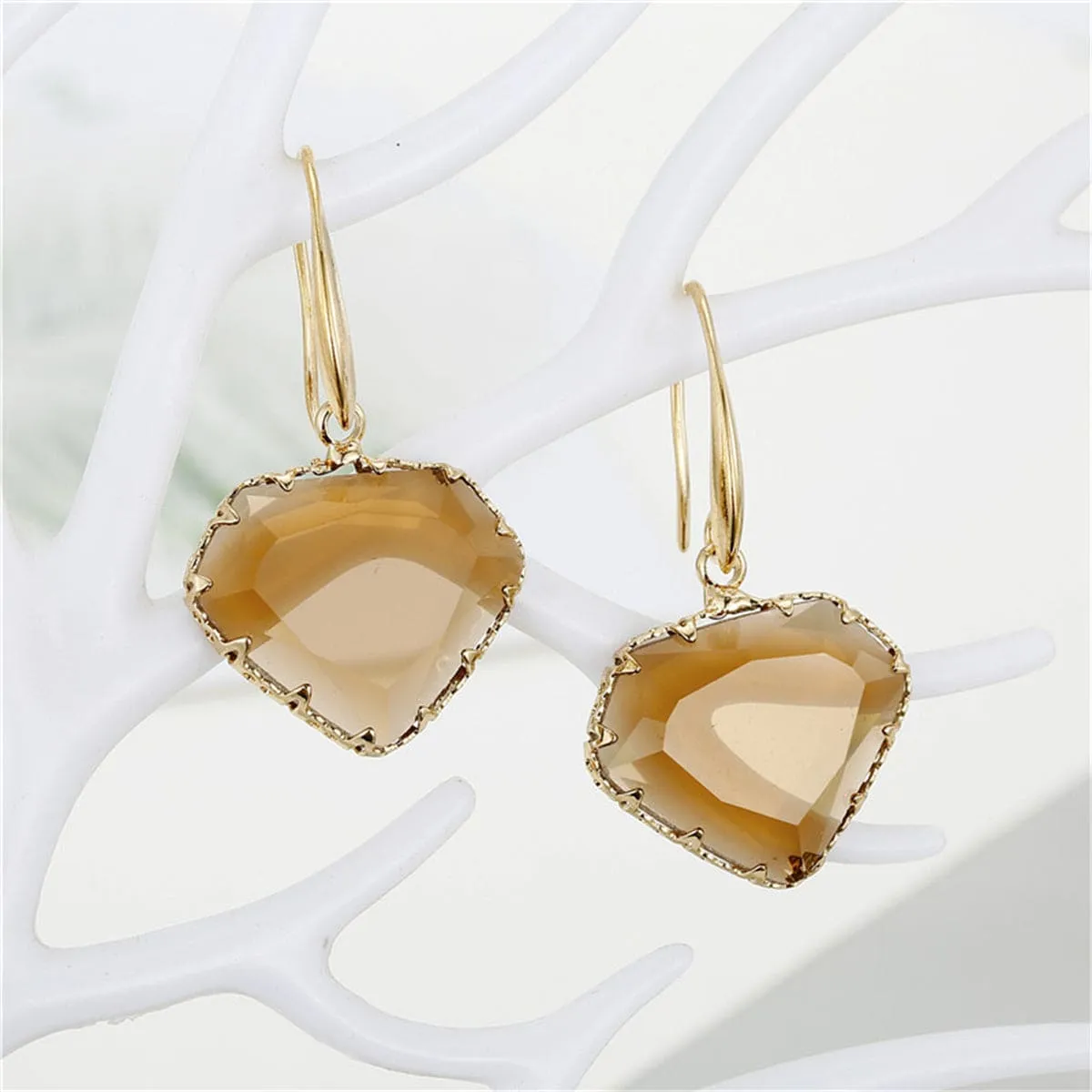 Coffee Crystal & Goldtone Heart Drop Earrings sold by Zulily