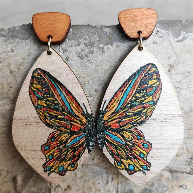 Blue & Orange Butterfly Wood Drop Earrings made by Zulily