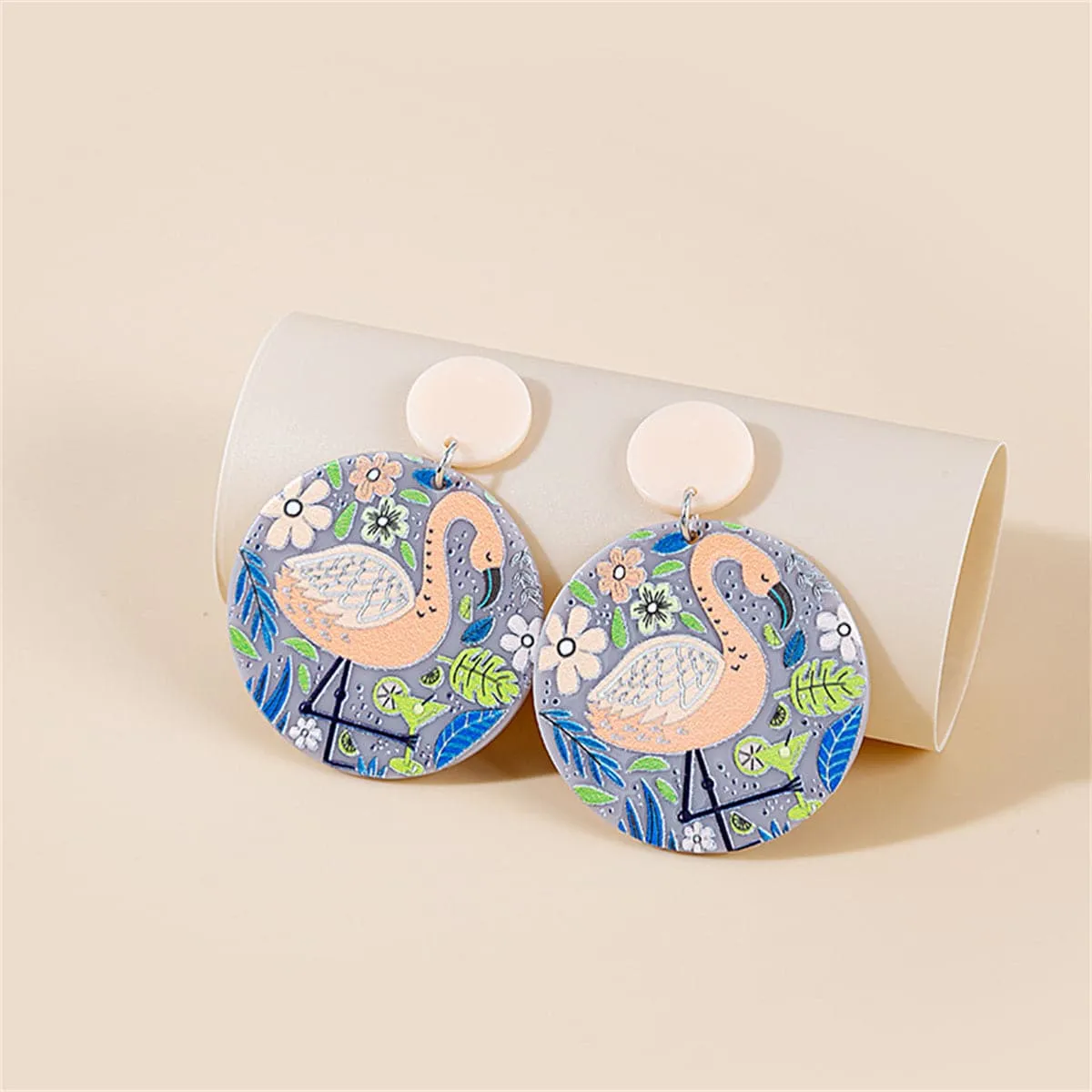 Pink Acrylic & Silvertone Flamingo Drop Earrings sold by Zulily