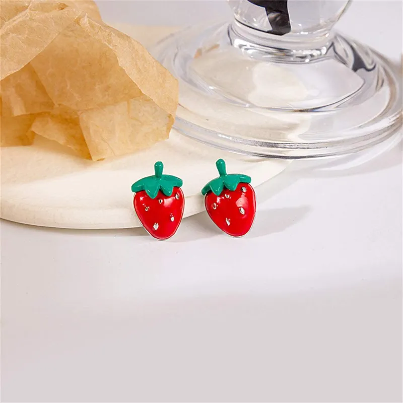 Red & Green Strawberry Stud Earrings made by Zulily