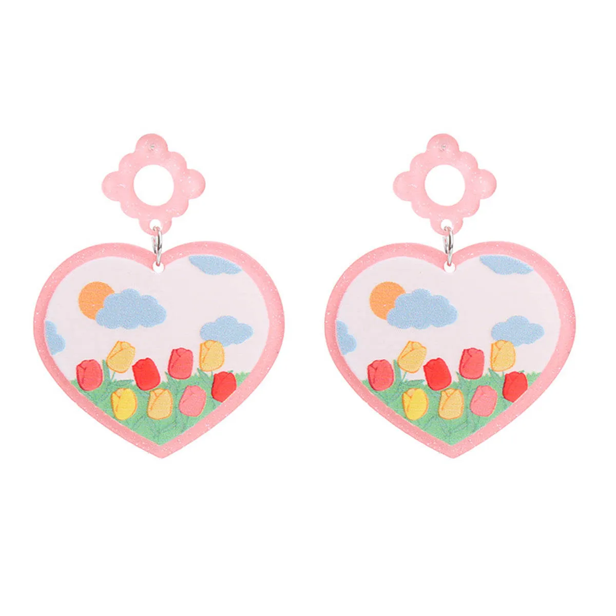 Pink & Blue Garden Heart Drop Earrings sold by Zulily product image thumbnail 3