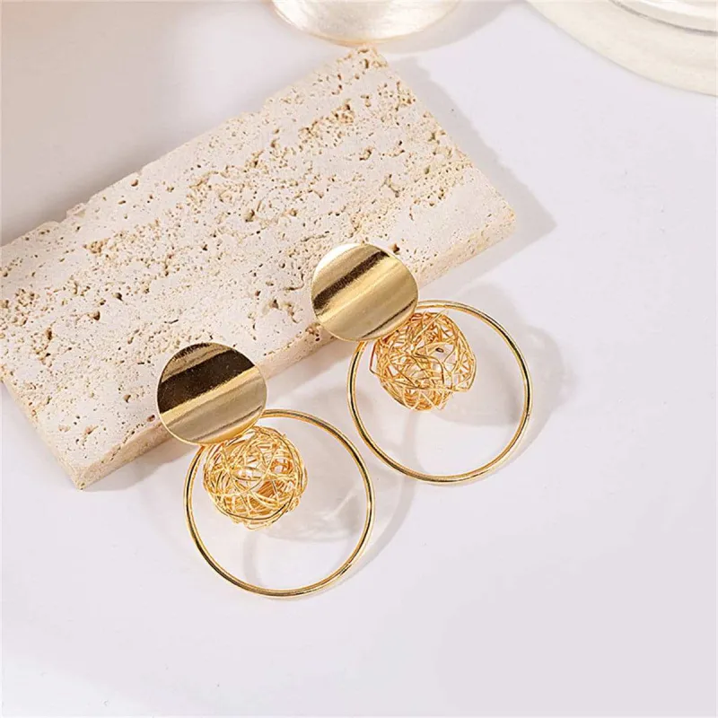 Pearl & Goldtone Net Circle Drop Earrings made by Zulily