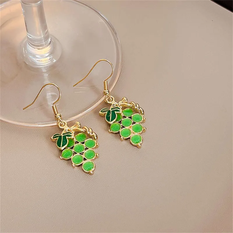 Green Resin & Goldtone Grape Drop Earrings made by Zulily