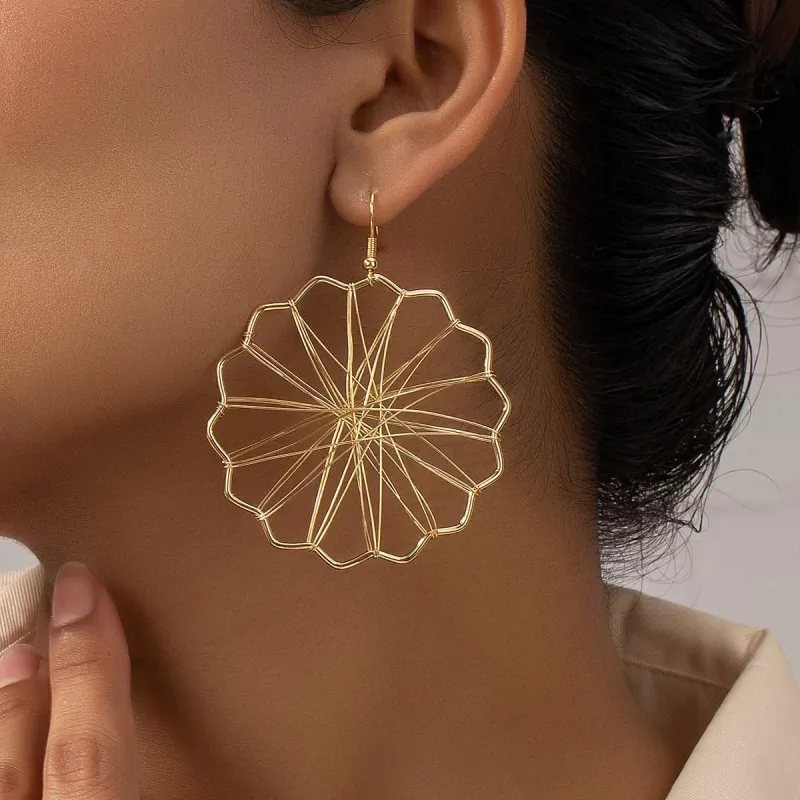 Goldtone Openwork Mum Drop Earrings made by Zulily